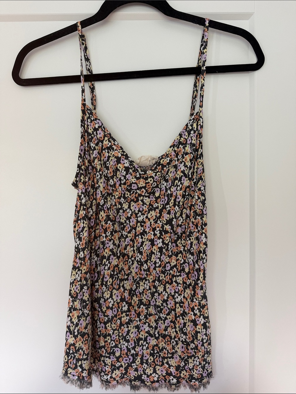 Nation LTD Floral Lace-Hem Cami Top - Black Multi